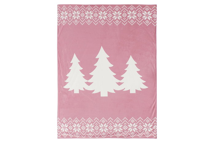 DKD Home Decor Alpina Manta de Navidad Rosa y Blanco 170 x 130 cm (2 Unidades)