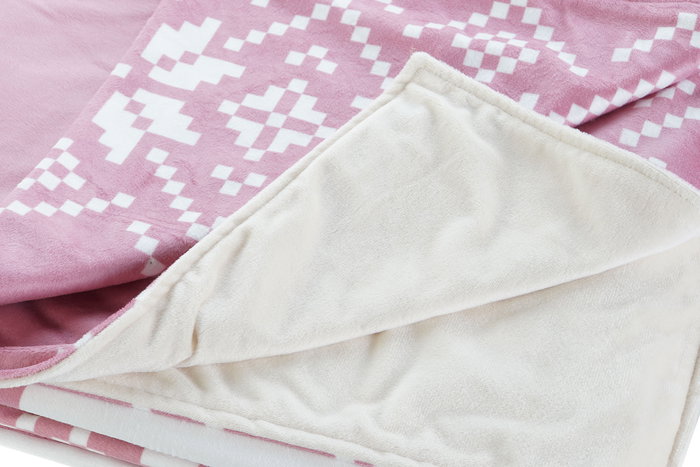 DKD Home Decor Alpina Manta de Navidad Rosa y Blanco 170 x 130 cm (2 Unidades)
