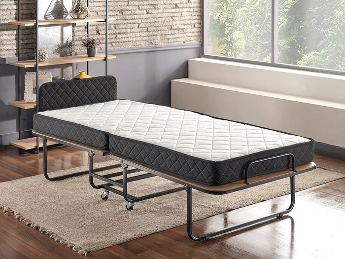 Hanah Home Cama Plegable con Colchón 15 cm, Estructura Metálica, 90x204 cm