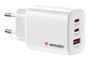 Verbatim Essentials Cargador de Pared GaN 65W 2xUSB-C 1xUSB-A Blanco