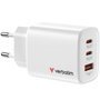 Verbatim Essentials Cargador de Pared GaN 65W 2xUSB-C 1xUSB-A Blanco