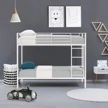 Literas de metal separables - Blanco - Somier incluido - 2 x 90 x 190 cm - ALICE