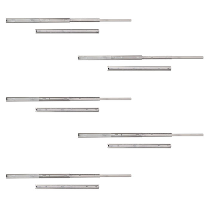Emuca Lote de 5 juegos de guías para cajones, de bolas, altura 45mm, profundidad 650mm, extracción total, Cincado Emuca Lote de 5 juegos de guías para cajones, de bolas, altura 45mm, profundidad 650mm, extracción total, Cincado