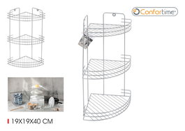 Confortime Rinconera de Cocina con 3 Estantes, Diseño Grey, Dimensiones 19 cm Ancho x 40 cm Alto x 19 cm Largo (6 Unidades)