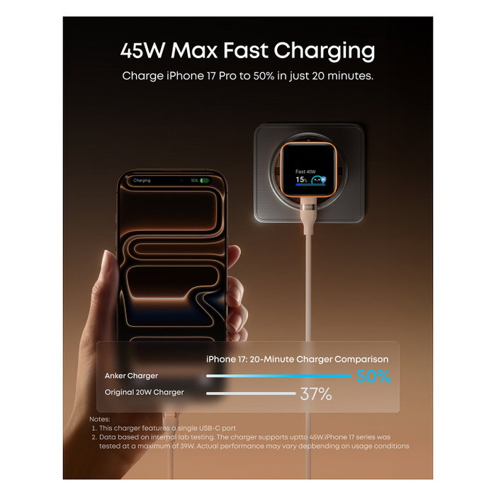 Anker Nano Cargador Rápido Naranja con USB-C Anker Nano Cargador Rápido Naranja con USB-C