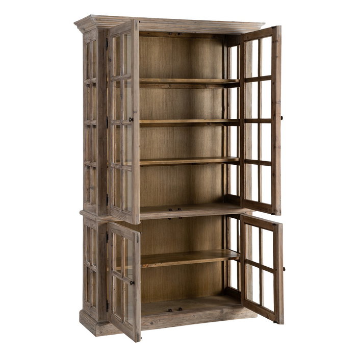 Ixia Vitrina de madera de pino para salón 120 x 40 x 195 cm