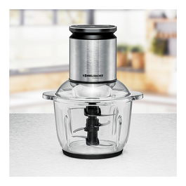 Rommelsbacher Robot de Cocina Multifunción MZ 600, 600W, Bol de Vidrio 2 Litros, 6 Cuchillas de Acero Inoxidable, 22 Velocidades Variables, Color Negro y Acero Inoxidable