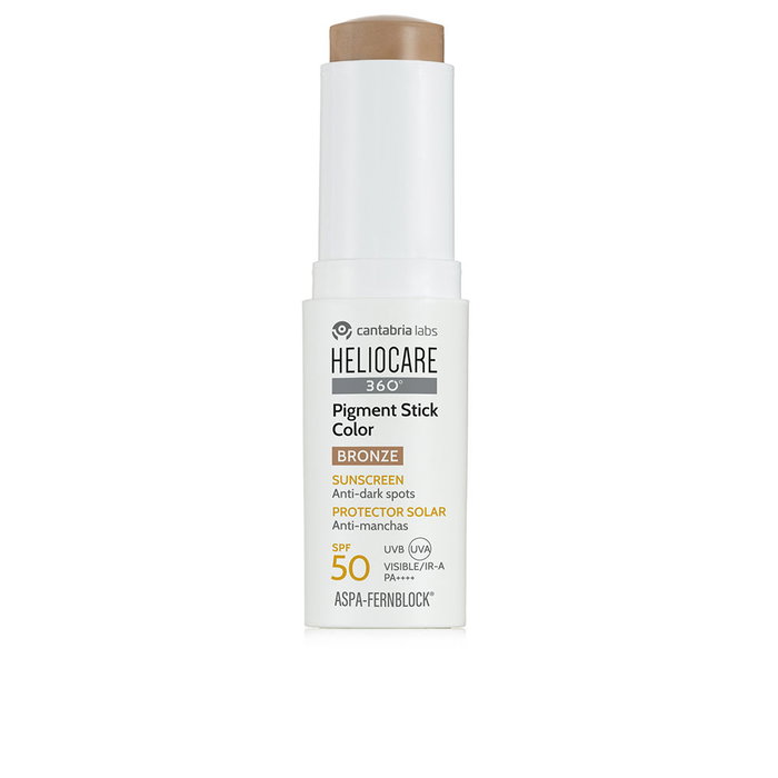 Heliocare Pigment Stick Color #Bronze con tecnología Aspa-Fernblock®, protección solar mineral, anti-manchas y efecto iluminador - 1 unidad