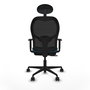 Silla de oficina Jorquera con mecanismo Sincro/Traslack tapizada con Tela color Verde petróleo y malla color Negro. Equipada con lumbar 1D, Brazos 1D, Cabecero Fijo y Ruedas 65mm nailon