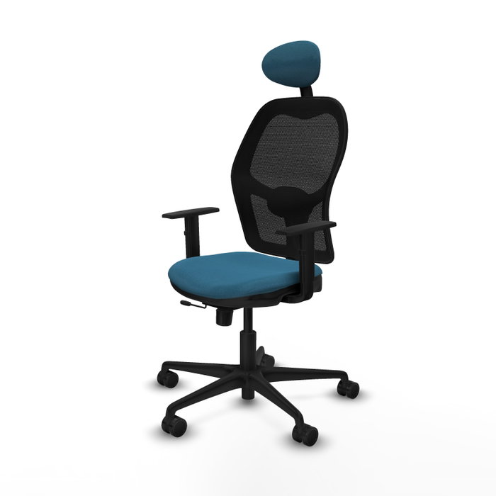 Silla de oficina Jorquera con mecanismo Sincro/Traslack tapizada con Tela color Verde petróleo y malla color Negro. Equipada con lumbar 1D, Brazos 1D, Cabecero Fijo y Ruedas 65mm nailon Silla de oficina Jorquera con mecanismo Sincro/Traslack tapizada con Tela color Verde petróleo y malla color Negro. Equipada con lumbar 1D, Brazos 1D, Cabecero Fijo y Ruedas 65mm nailon