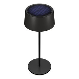 RealPower 300 Solar Lámpara de Mesa LED Regulable, Recargable por Energía Solar y Batería 2200 mAh, Color Negro, 150 lm, 4W, Blanco Cálido 3000K, IP44 para Interior y Exterior