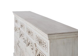 Giner y Colomer Aparador 4 Puertas 4 Cajones Madera de Mango Blanco Envejecido