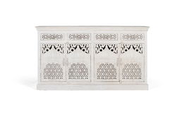 Giner y Colomer Aparador 4 Puertas 4 Cajones Madera de Mango Blanco Envejecido