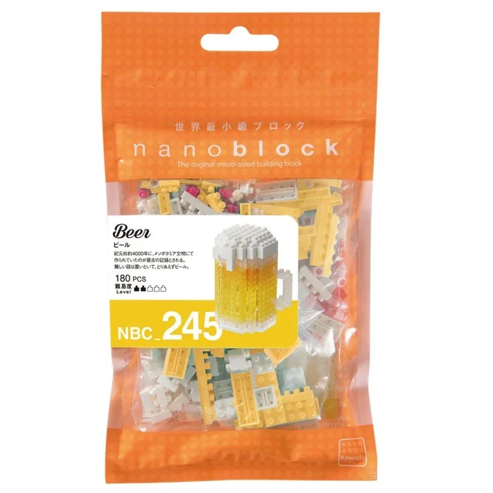 Bandai Nanoblock NBC_052 - Juego de Construcción Cerveza, 180 Piezas, Juguete para Niños y Niñas, Dificultad Nivel 3