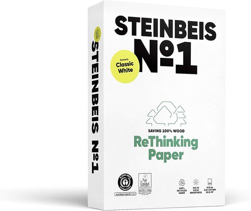Steinbeis Papel DIN A4 Blanco Reciclado 80 g/m² 500 Hojas Steinbeis Papel DIN A4 Blanco Reciclado 80 g/m² 500 Hojas
