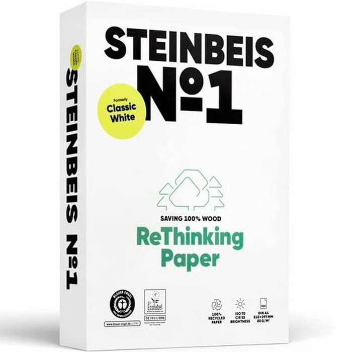 Steinbeis Papel DIN A4 Blanco Reciclado 80 g/m² 500 Hojas Steinbeis Papel DIN A4 Blanco Reciclado 80 g/m² 500 Hojas