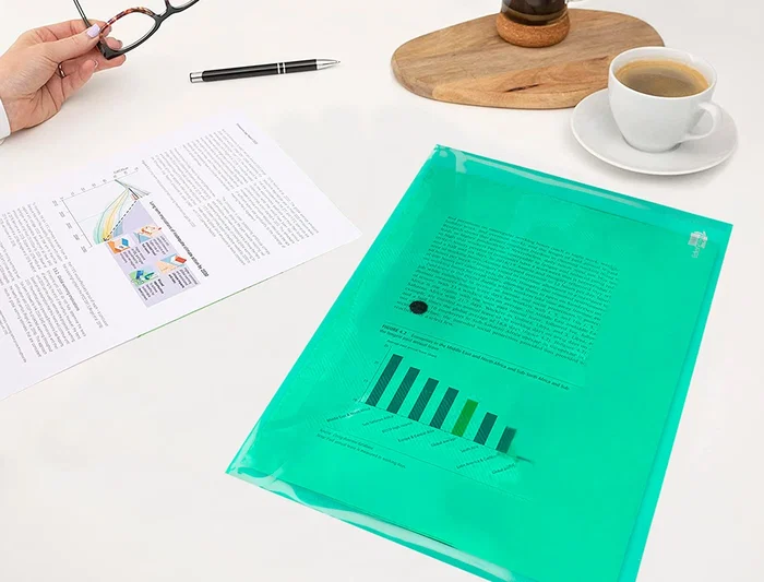 Liderpapel Carpeta Dossier Broche 34043 Polipropileno DIN A4 Verde Transparente Capacidad 50 Hojas