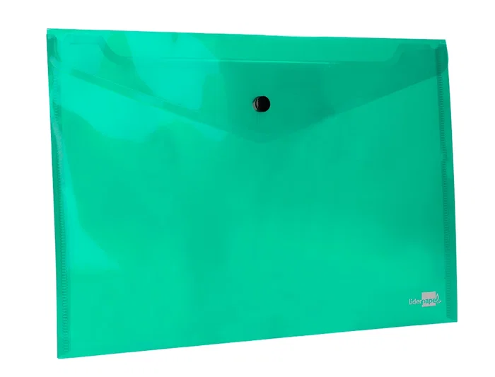 Liderpapel Carpeta Dossier Broche 34043 Polipropileno DIN A4 Verde Transparente Capacidad 50 Hojas