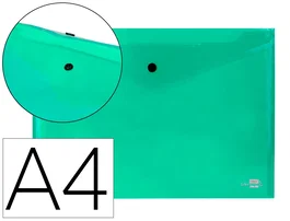 Liderpapel Carpeta Dossier Broche 34043 Polipropileno DIN A4 Verde Transparente Capacidad 50 Hojas