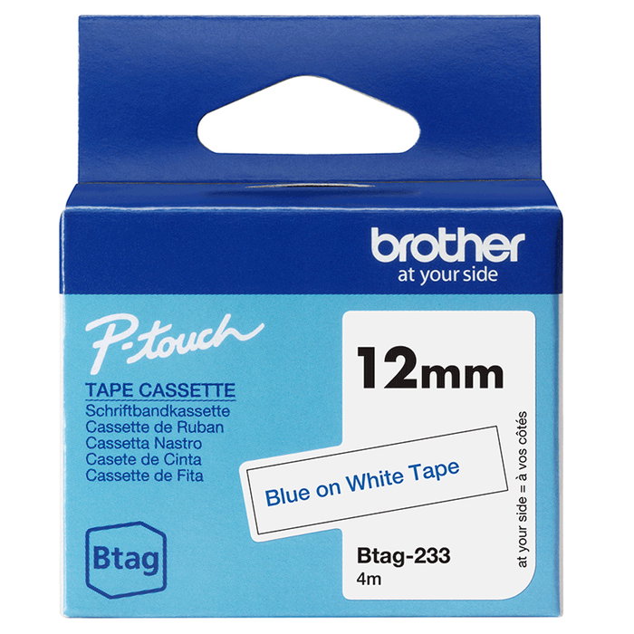 Brother Btag-233 Cinta mecanográfica Azul sobre blanco Brother Btag-233 Cinta mecanográfica Azul sobre blanco