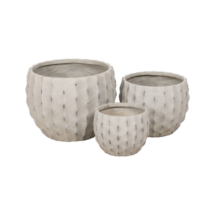 Ixia Set de 3 Maceteros Crema Magnesio 47 x 47 x 37,5 cm Ixia Set de 3 Maceteros Crema Magnesio 47 x 47 x 37,5 cm