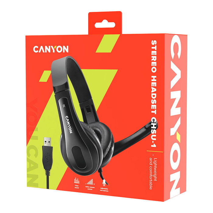 Canyon CNS-CHSU1B Auriculares de Diadema USB Negro