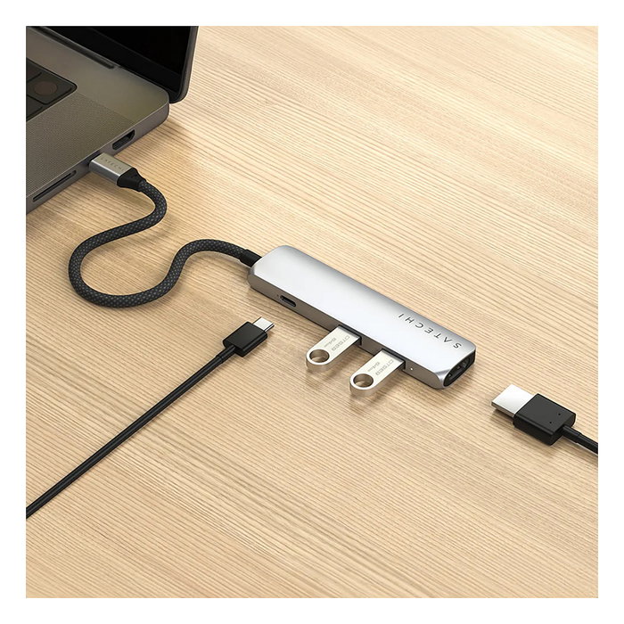 Satechi USB-C Slim Multi-Port Hub 4 en 1 ST-P4SS, Plata