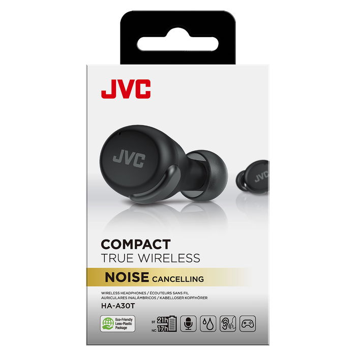 JVC HA-A30T-B-U Auriculares Inalámbricos True Wireless Stereo con Cancelación de Ruido Activa, Pequeños y Ligeros, Negro, 8.4g JVC HA-A30T-B-U Auriculares Inalámbricos True Wireless Stereo con Cancelación de Ruido Activa, Pequeños y Ligeros, Negro, 8.4g