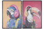 DKD Home Decor Cuadro Tucan Papagayo Multicolor Lienzo Led 93 x 63 x 3 cm (2 Unidades)