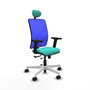 PIQUERAS Y CRESPO Silla de oficina Motilla con mecanismo Sincro/Traslack, Turquesa y Azul
