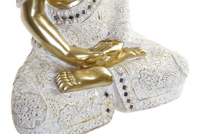 DKD Home Decor Figura de Buda Dorado y Blanco en Resina