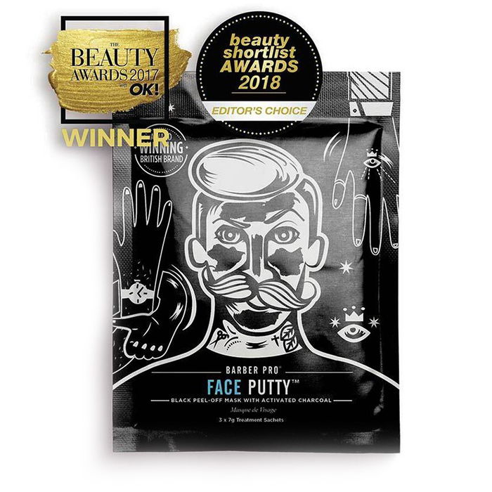 Barber Pro Face Putty 3x7g Mascarilla Limpiadora Profunda para Poros, Desintoxicante y Reequilibrante para Piel Grasa y Acné