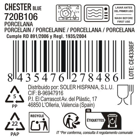 La Mediterranea Bandeja Redonda Chester Blue (Pack de 8) de 24x2.5cm
