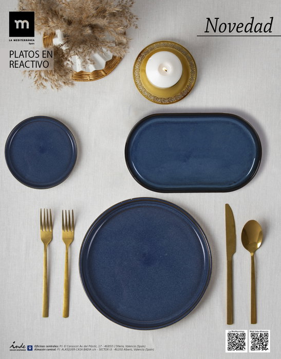 La Mediterranea Bandeja Redonda Chester Blue (Pack de 8) de 24x2.5cm La Mediterranea Bandeja Redonda Chester Blue (Pack de 8) de 24x2.5cm
