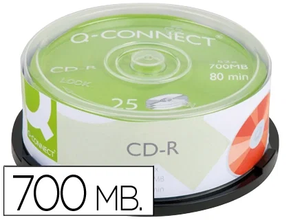 Q-connect CD-R 700MB 80min 52x Bote de 25 unidades Q-connect CD-R 700MB 80min 52x Bote de 25 unidades