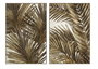 DKD Home Decor Cuadro Lienzo Hojas Palmera Dorado Set de 2