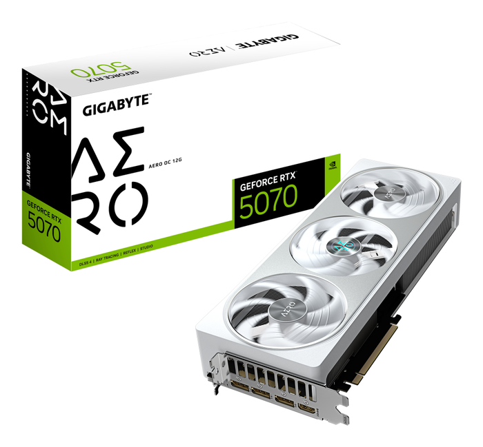 GIGABYTE Tarjeta Gráfica GeForce RTX 5070 AERO OC 12GB GDDR7 PCI-E 5.0 2625MHz GV-N5070AERO OC-12GD