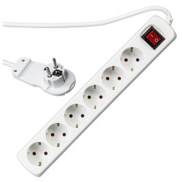 Rev Multiple Socket Outlet 6-fold 2m Blanco