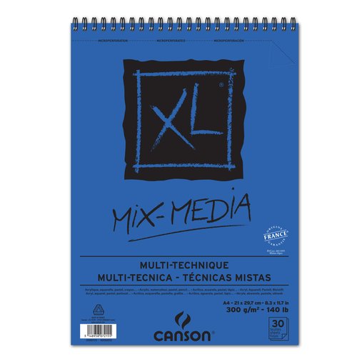 Bloc De Dibujo Canson Xl Mix Media Textured Con Espiral Grano Medio A4 300G 30H (Set de 5) Bloc De Dibujo Canson Xl Mix Media Textured Con Espiral Grano Medio A4 300G 30H (Set de 5)