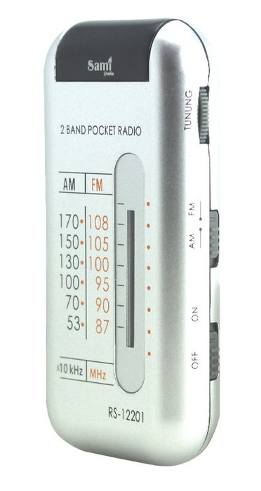SAMI Radio XS - Radio de 2 bandas con procesador DSP, grabación de audio y clip metálico para auriculares