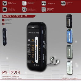 SAMI Radio XS - Radio de 2 bandas con procesador DSP, grabación de audio y clip metálico para auriculares