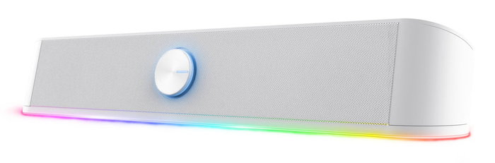 Trust Barra de Sonido GXT 619W Thorne Blanco con Iluminación RGB, 2.0 Canales, 6 W, Conexión USB/AUX para PC y Escritorio