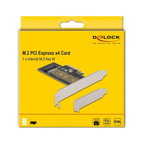 DeLOCK Tarjeta de expansión PCIe x4 a M.2 NVMe interna Key M 80 mm, PCI Express 4.0, factor de forma low profile, compatible con Windows 10/8.1