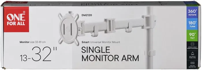 One For All Soporte Monitor Inteligente VESA 100 Brazo Simple 13 a 32 Pulgadas Blanco