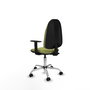 Silla de oficina Algarra con mecanismo Contacto permanente básico tapizada con Tela color Verde oliva. Equipada con Base cromada, Brazos 1D y Ruedas de parqué