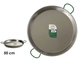 La Dehesa Paellera Pulida 50 cm Acero Pulido Plata 13 Raciones Apta Gas y Leña (Set de 4)