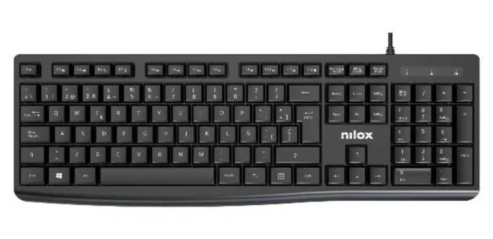 Nilox NXKBE000013 Teclado USB 2.0 Español Negro para Oficina con 105 Teclas, 12 Teclas Multimedia y Cable de 1.5m - Compatible con Windows, Mac, Linux