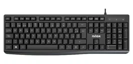 Nilox NXKBE000013 Teclado USB 2.0 Español Negro para Oficina con 105 Teclas, 12 Teclas Multimedia y Cable de 1.5m - Compatible con Windows, Mac, Linux