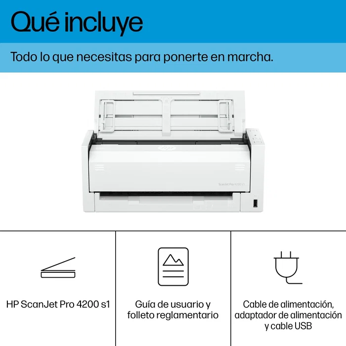 HP ScanJet Pro 4200 s1 - Escáner profesional con Alimentador Automático (ADF) 50 páginas, Duplex, OCR para Pasaportes, 600 DPI, Hasta 40 ppm, Blanco y Azul