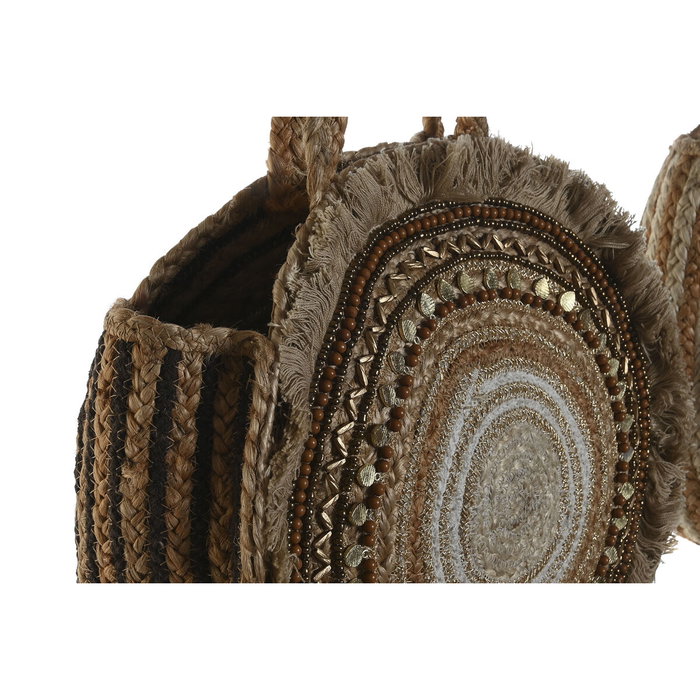 DKD Home Decor Bolso Mediterraneo Crema Marron Yute Polyester 2 Unidades 11 x 36 x 36 cm DKD Home Decor Bolso Mediterraneo Crema Marron Yute Polyester 2 Unidades 11 x 36 x 36 cm